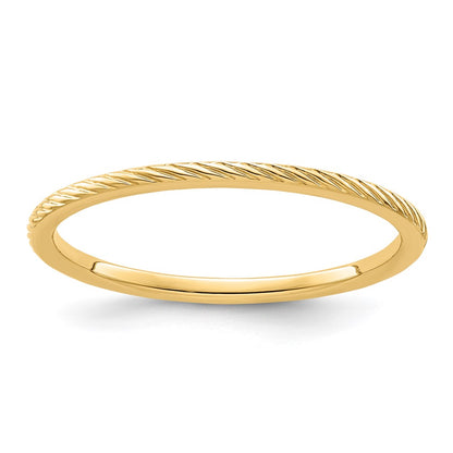 10K Yellow Gold 1.2mm Twisted Wire Pattern Stackable Band Size 9