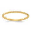 10K Yellow Gold 1.2mm Twisted Wire Pattern Stackable Band Size 6