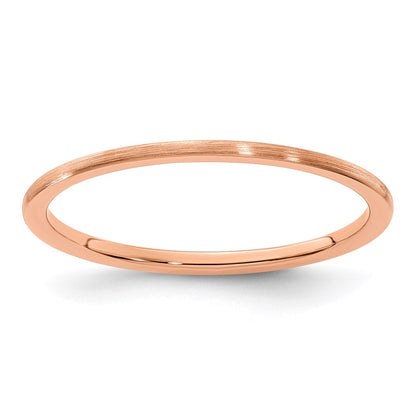 10K Rose Gold 1.2mm Half Round Satin Stackable Band Size 7.5