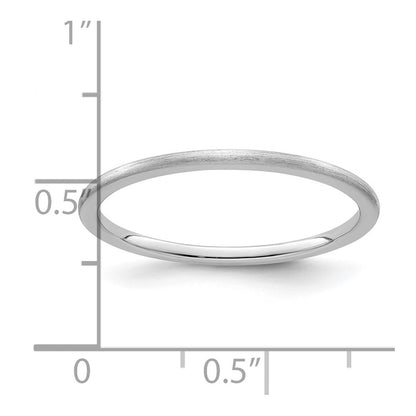 10K White Gold 1.2mm Half Round Satin Stackable Band Size 8.5