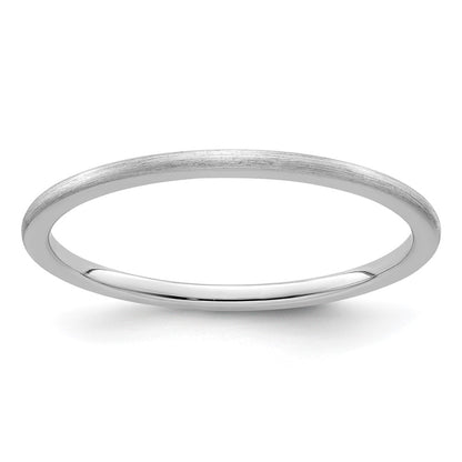 10K White Gold 1.2mm Half Round Satin Stackable Band Size 5