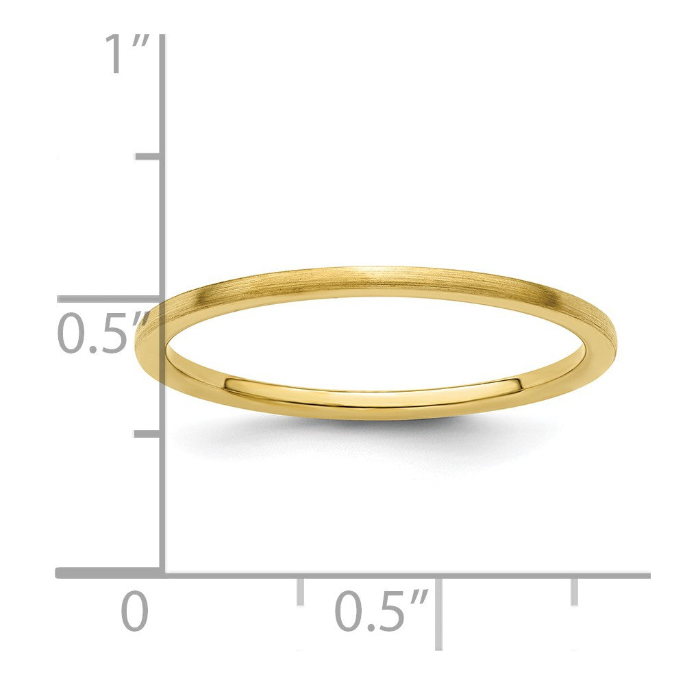 10K Yellow Gold 1.2mm Half Round Satin Stackable Band Size 6.5