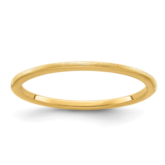 10K Yellow Gold 1.2mm Half Round Satin Stackable Band Size 7.5