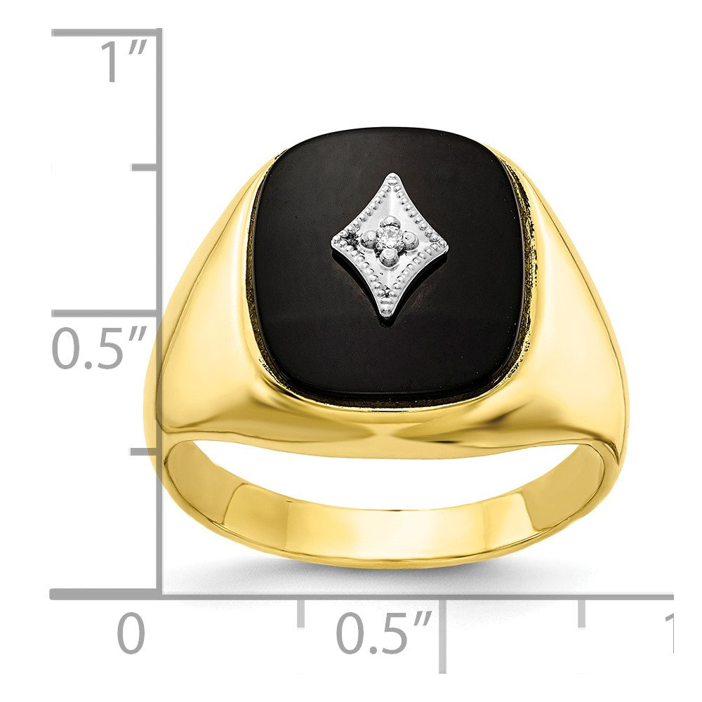 IB Goodman 10k Mens AA Diamond and Onyx Ring