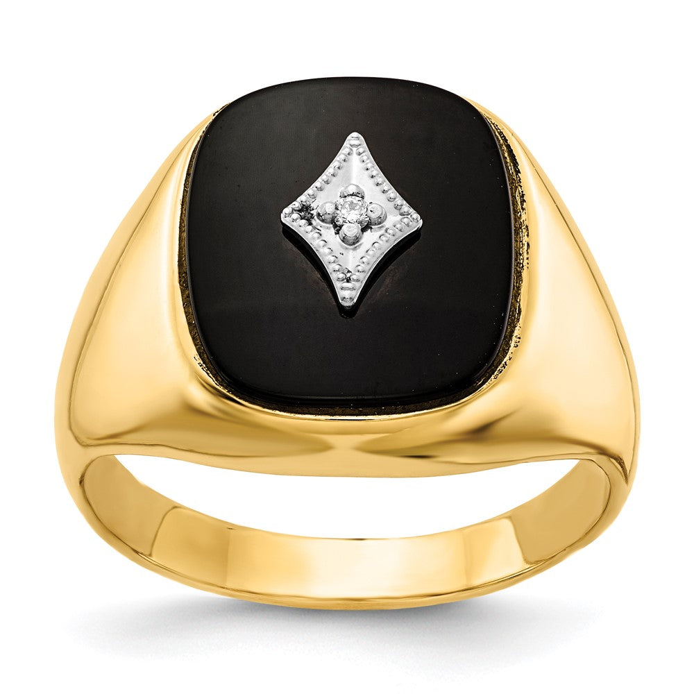 IB Goodman 10k Mens AA Diamond and Onyx Ring