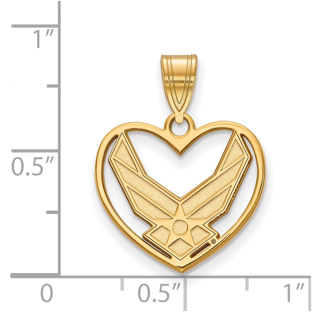Sterling Silver Gold-plated LogoArt U.S. Air Force Heart Pendant