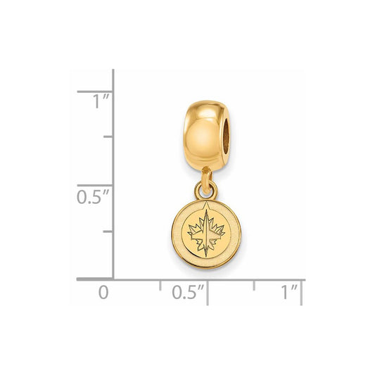 Sterling Silver Gold-plated NHL LogoArt Winnipeg Jets Extra Small Dangle Bead Charm