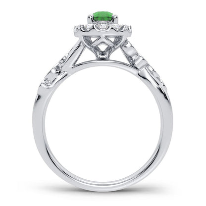 14K 0.27CT Diamond Emerald Ring