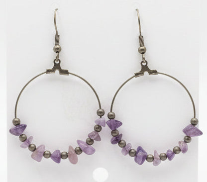 Amethyst hoop drops