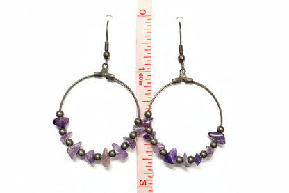 Amethyst hoop drops