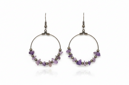 Amethyst hoop drops