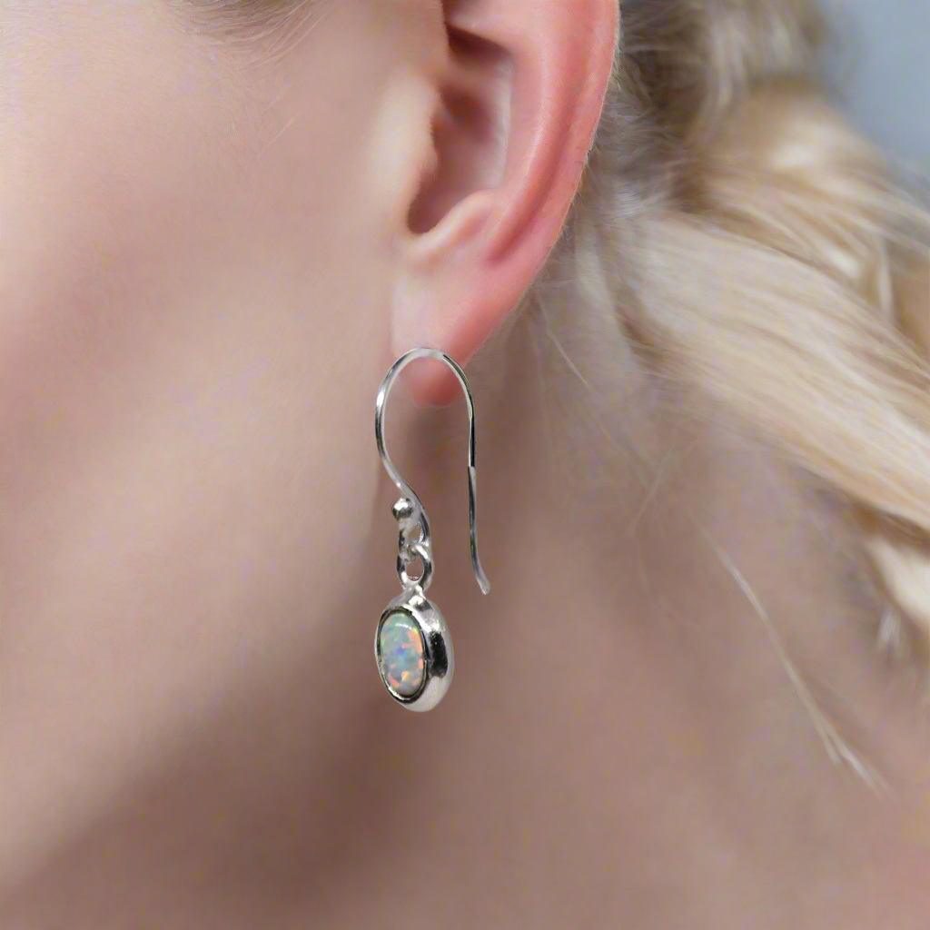White Opal Earrings
