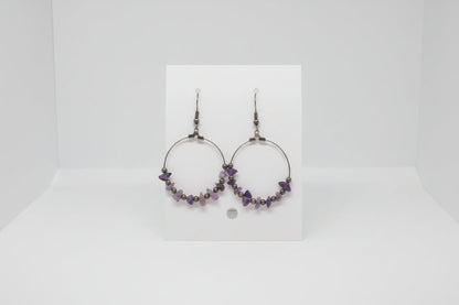 Amethyst hoop drops