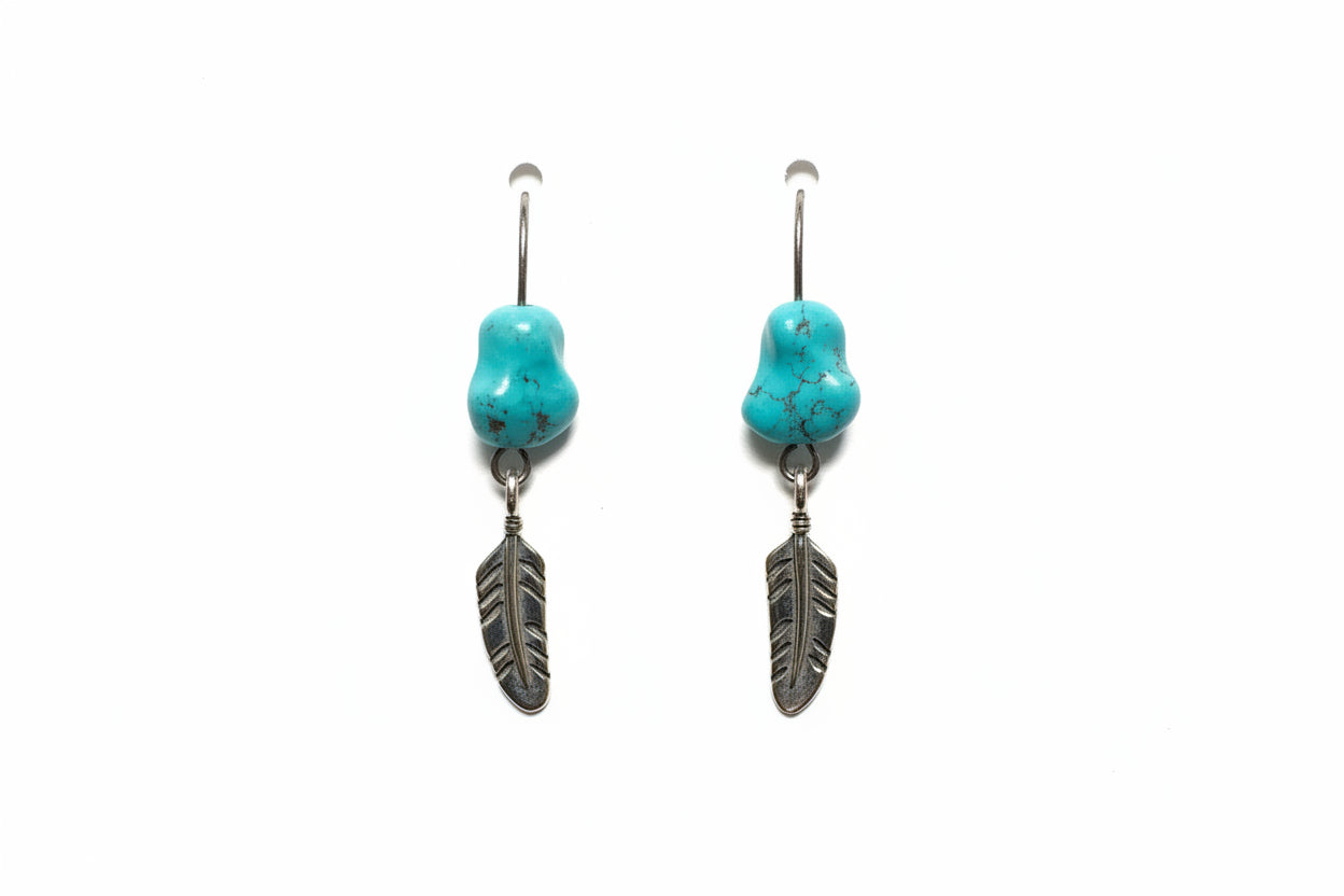 Turquoise feather drops