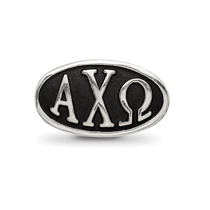Sterling Silver LogoArt 15.25mm Alpha Chi Omega Sorority Greek Letters Enameled Oval Bead