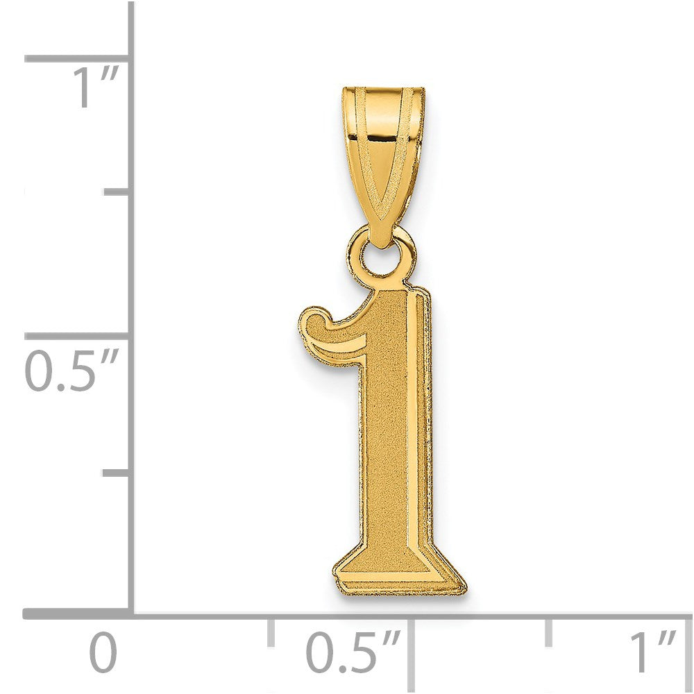 14k Polished Etched Number 1 Pendant