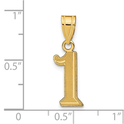 14k Polished Etched Number 1 Pendant