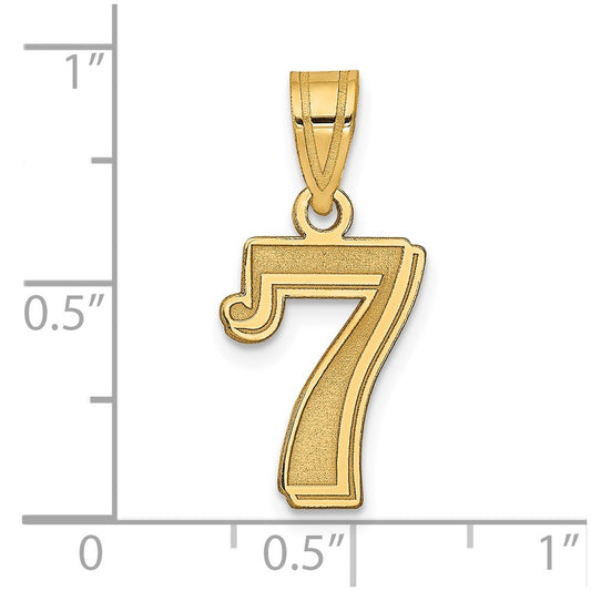 14k Polished Etched Number 7 Pendant