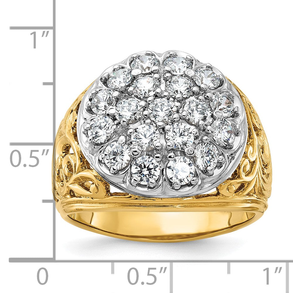 IBGoodman 10k Two-tone Men's Polished Filigree 2 Carat A Quality Diamond Cluster Ring