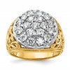 IBGoodman 10k Two-tone Men's Polished Filigree 2 Carat A Quality Diamond Cluster Ring
