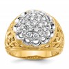 IBGoodman 10k Two-tone Men's Polished Filigree 1 Carat AA Quality Diamond Round Cluster Ring Mounting