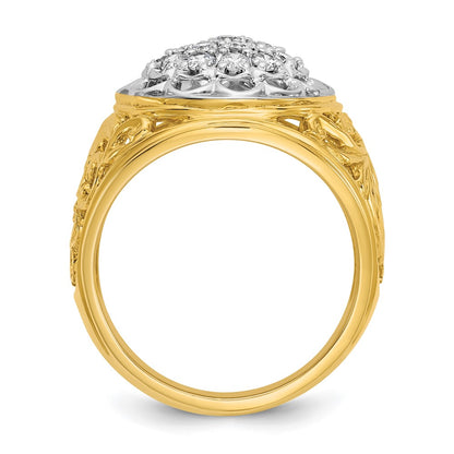 IBGoodman 14k Two-Tone 1 carat Lab Grown Diamond VS/SI+ G+ Complete Men's Cluster Ring