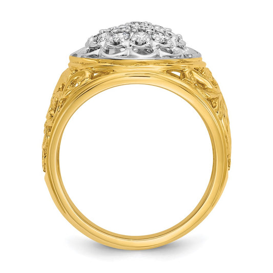 IBGoodman 14k Two-Tone 1 carat Lab Grown Diamond VS/SI+ G+ Complete Men's Cluster Ring