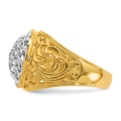 IBGoodman 14k Two-Tone 1 carat Lab Grown Diamond VS/SI+ G+ Complete Men's Cluster Ring