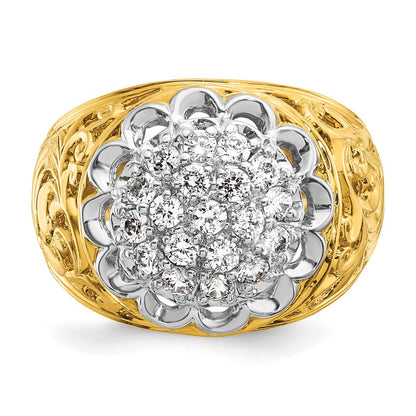 IBGoodman 14k Two-Tone 1 carat Lab Grown Diamond VS/SI+ G+ Complete Men's Cluster Ring