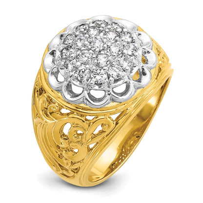 IBGoodman 14k Two-Tone 1 carat Lab Grown Diamond VS/SI+ G+ Complete Men's Cluster Ring