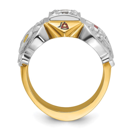 IBGoodman 10k Two-tone Men's Polished and Textured Knights Templar Masonic Shriner's Ring Mounting