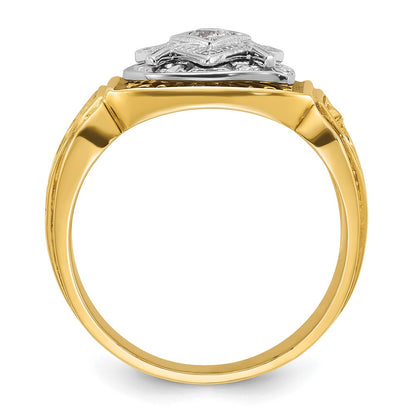 IBGoodman 10k Two-tone Men's Polished and Textured Blue Lodge Master Masonic Ring Mounting