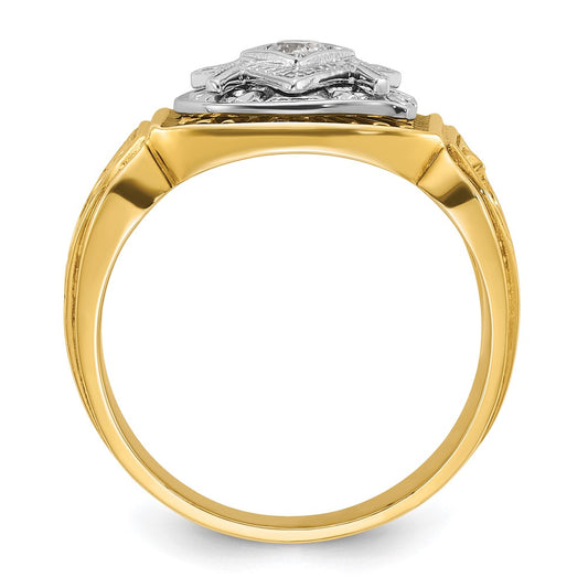 IBGoodman 10k Two-tone Men's Polished and Textured Blue Lodge Master Masonic Ring Mounting