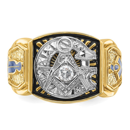 IBGoodman 10k Two-tone Men's Polished and Textured Blue Lodge Master Masonic Ring Mounting
