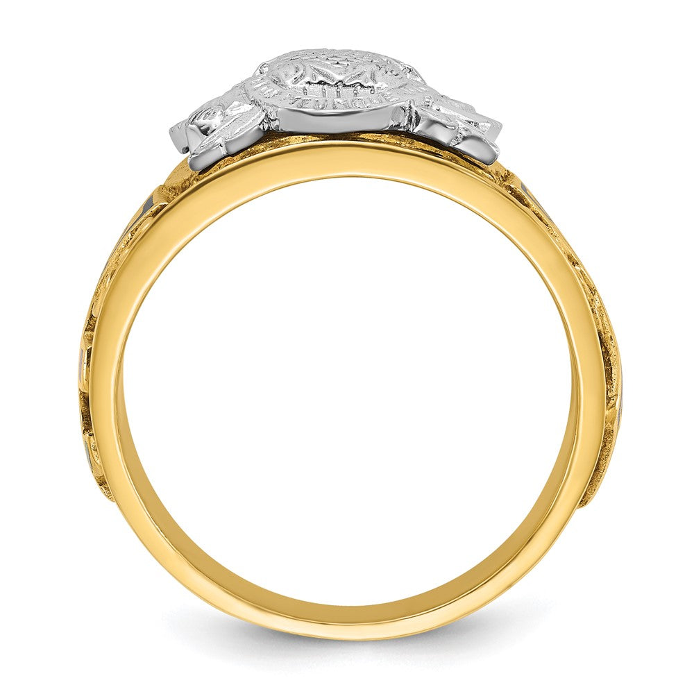 IBGoodman 10k Two-tone Men's Polished and Textured with Multi-color Enamel Active 33rd Degree Masonic Ring