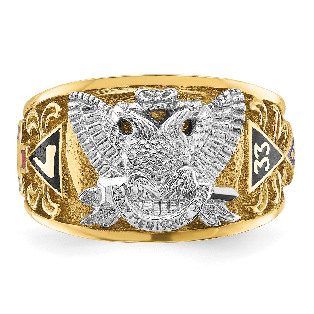 IBGoodman 10k Two-tone Men's Polished and Textured with Multi-color Enamel Active 33rd Degree Masonic Ring