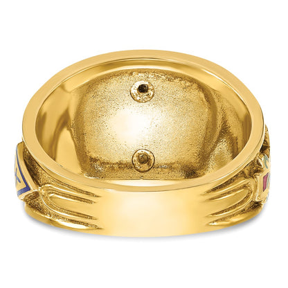 IBGoodman 10k Two-tone Men's Polished and Textured with Multi-color Enamel Active 33rd Degree Masonic Ring