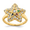 IBGoodman 10k Women's Polished Multi-color CZ and A Quality Diamond Eastern Star Masonic Ring