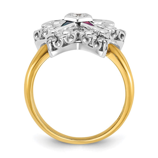 IBGoodman 10k Two-tone Women's Polished and Beaded Eastern Star Masonic Ring Mounting