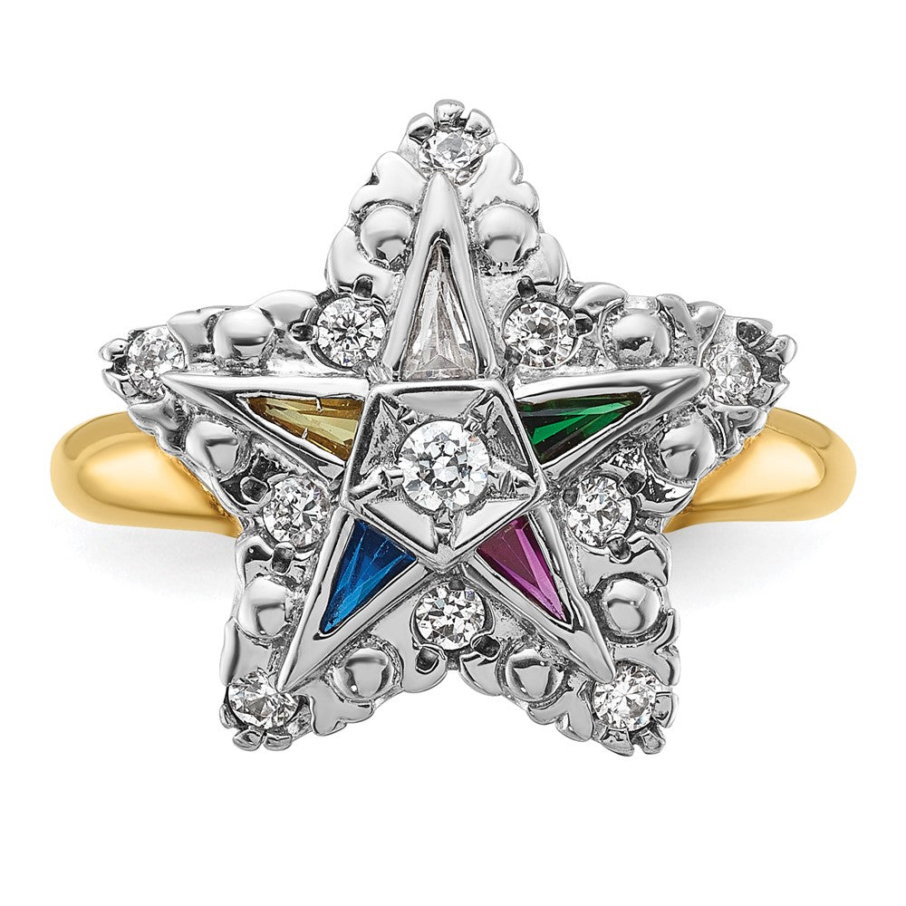 IBGoodman 10k Two-tone Women's Polished and Beaded Eastern Star Masonic Ring Mounting