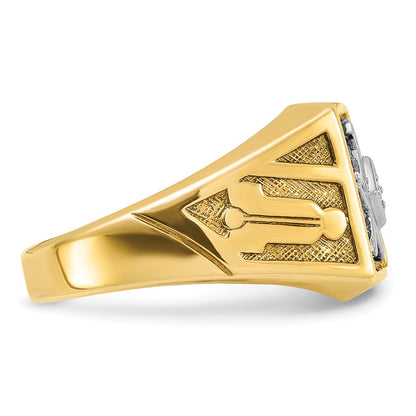 IBGoodman 10k Men's Polished and Textured Blue Lodge Master Masonic Ring Mounting