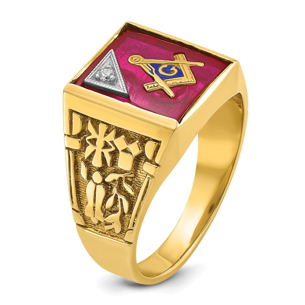IBGoodman 10k Two-tone Men's Polished and Textured Blue Lodge Master Masonic Ring Mounting
