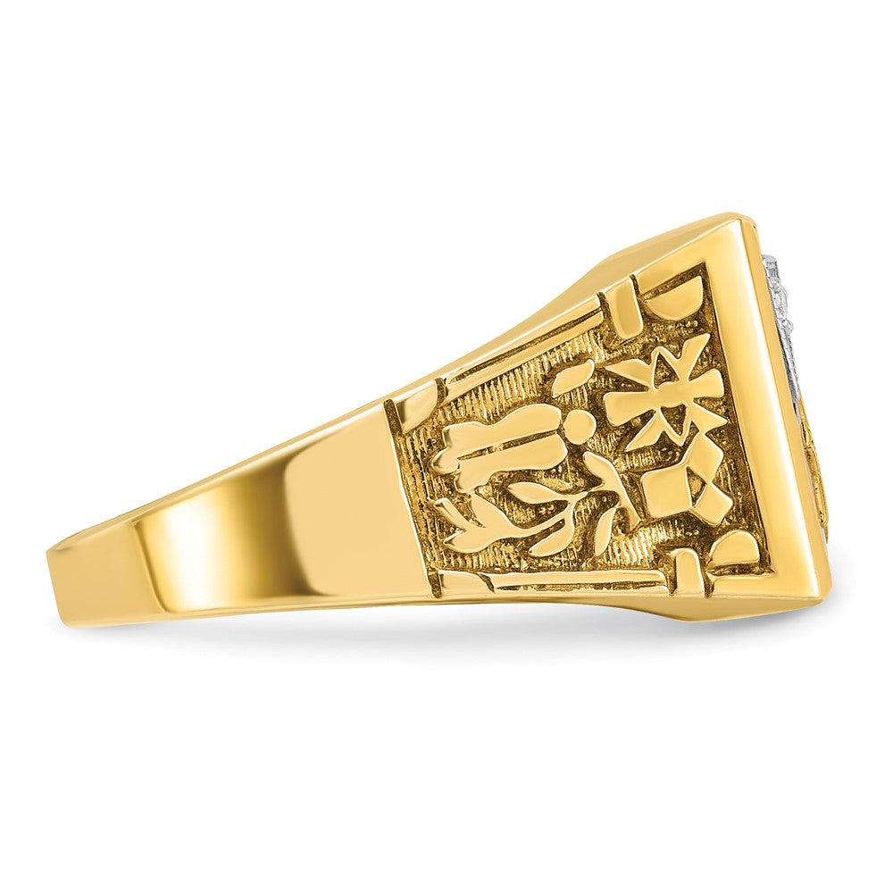IBGoodman 10k Two-tone Men's Polished and Textured Blue Lodge Master Masonic Ring Mounting