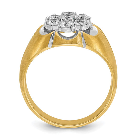 IBGoodman 14k Two-Tone 1 carat Lab Grown Diamond VS/SI+ G+ Complete Men's Cluster Ring