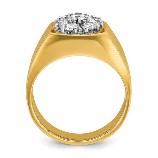 IBGoodman 10k Two-tone Men's Polished and Satin Round 1 Carat A Quality Diamond Cluster Ring