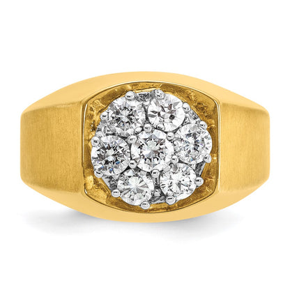 IBGoodman 10k Two-tone Men's Polished and Satin Round 1 Carat A Quality Diamond Cluster Ring