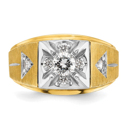 IBGoodman 14k Two Tone 3/4 carat Lab Grown Diamond VS/SI+ G+ Complete Polished and Satin Men's Ring