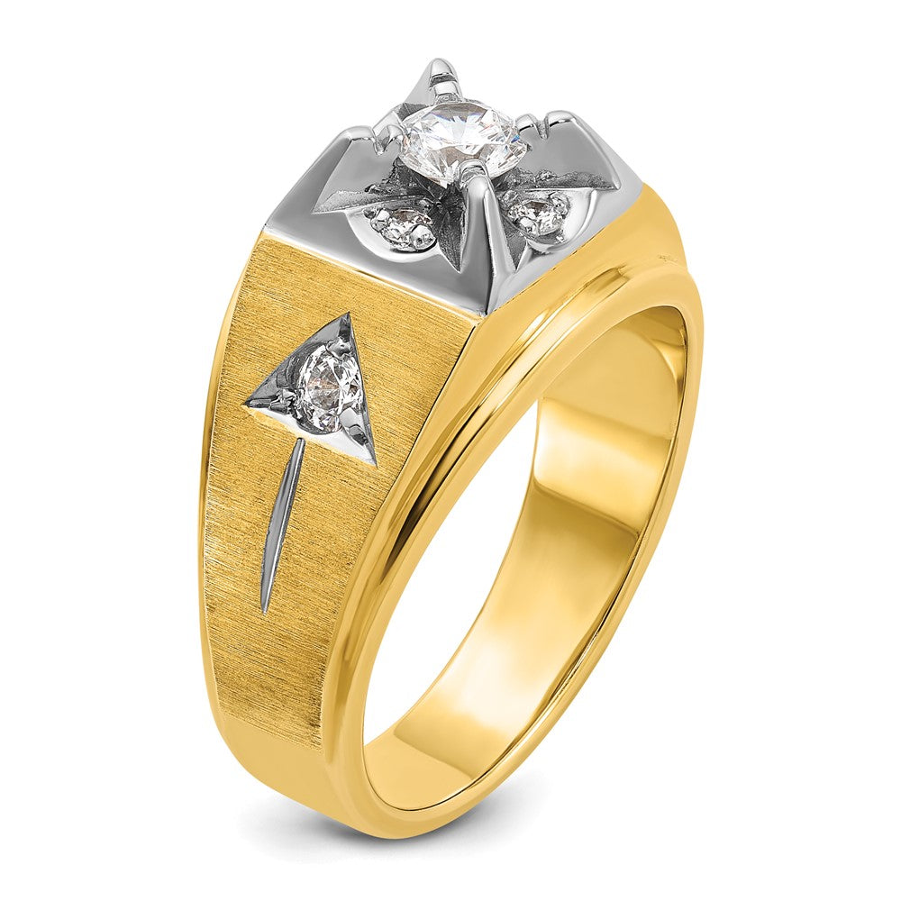 IBGoodman 14k Two Tone 3/4 carat Lab Grown Diamond VS/SI+ G+ Complete Polished and Satin Men's Ring
