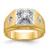 IBGoodman 14k Two Tone 3/4 carat Lab Grown Diamond VS/SI+ G+ Complete Polished and Satin Men's Ring