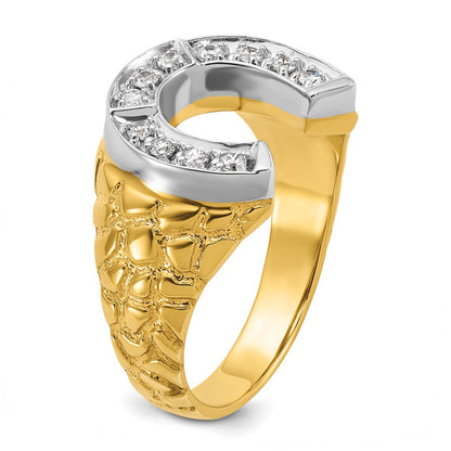 IB Goodman 10k Two-tone Mens Diamond Horseshoe Nugget Ring Mounting